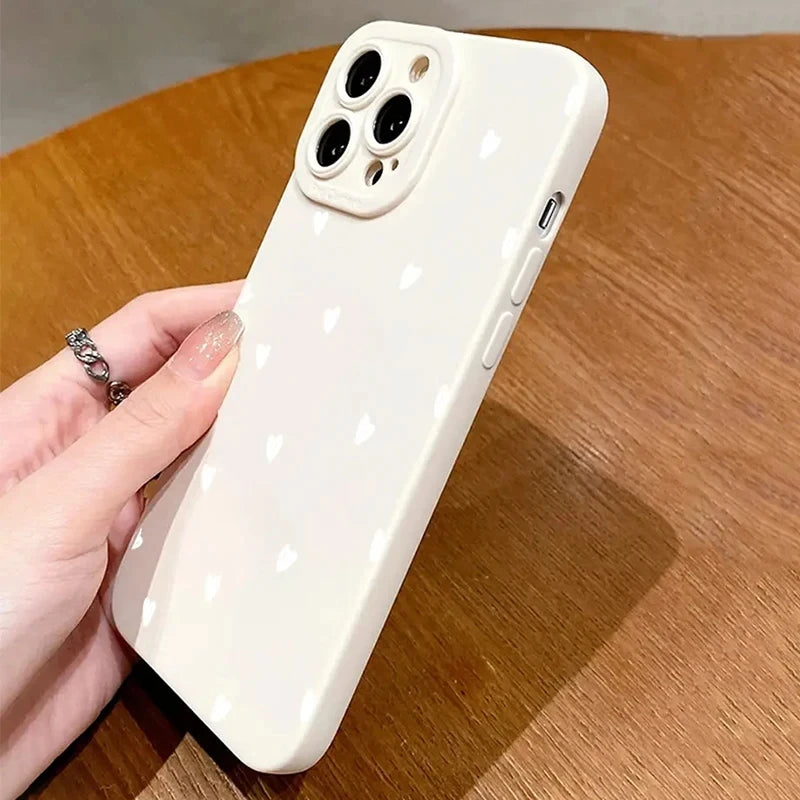 High Quality Silicone Case For iPhone, Cute Little Hearts Print, All Around Protection, Shock-proof Resistant and Anti-finger Print Phone Case