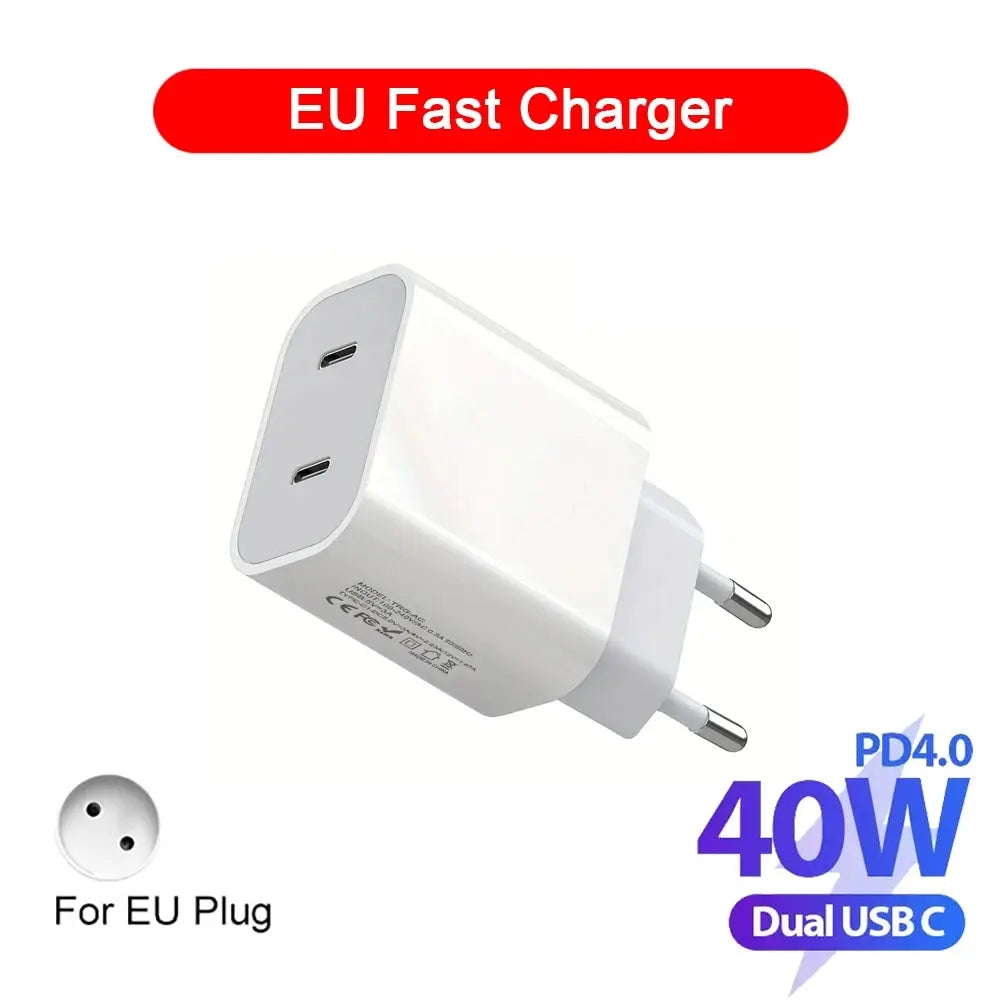 Premium Dual USB C Charger, Fast Charge USB Type C for iPhone