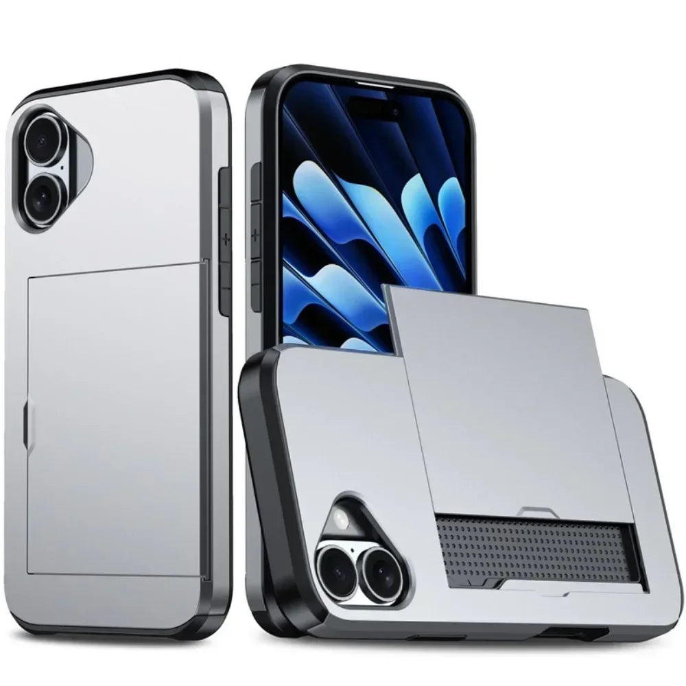 Premium iPhone Case Cover with Wallet Card Holder Slot, Shockproof Resistant Phone Case