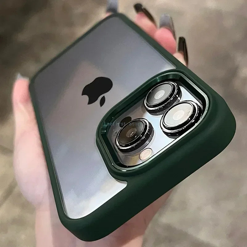 High Quality Transparent Silicone Phone Case for iPhone, Metal Frame Case, Shockproof Bumper Cover