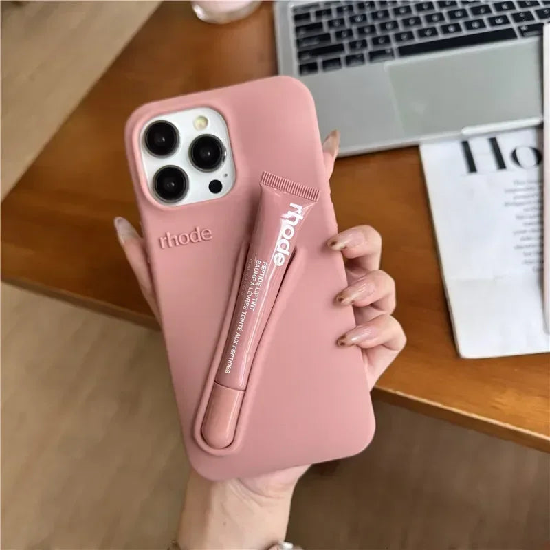 High Quality Silicone Case With Lipstick Portable Holder, Unique Design and Shock-proof Resistant Material