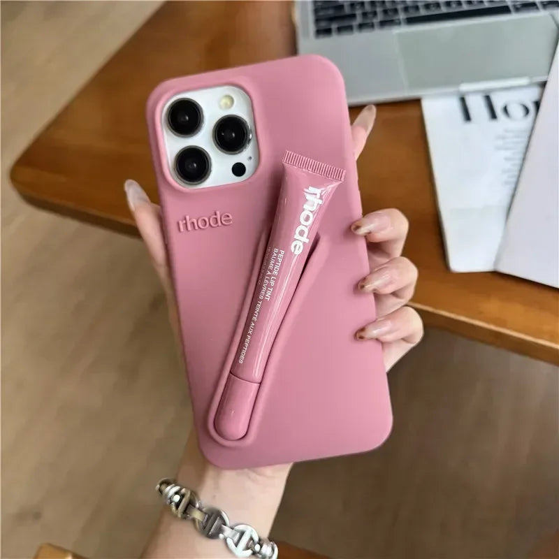 High Quality Silicone Case With Lipstick Portable Holder, Unique Design and Shock-proof Resistant Material