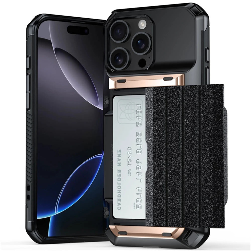 Military High Protection Phone Case for iPhone with Card Holder, Camera Lens Protection, All Around Protection
