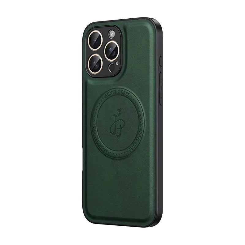 Premium Leather Magnetic Case for iPhone for Mag Safe Wireless Charging Case, Shockproof Resistant Case