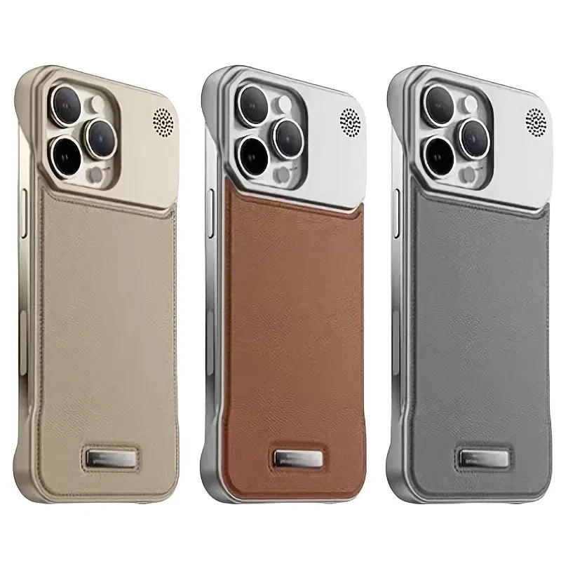 Luxury Leather Phone Case for iPhone, Magnetic Wireless Charging Case, Unique Design, Shockproof Resistant