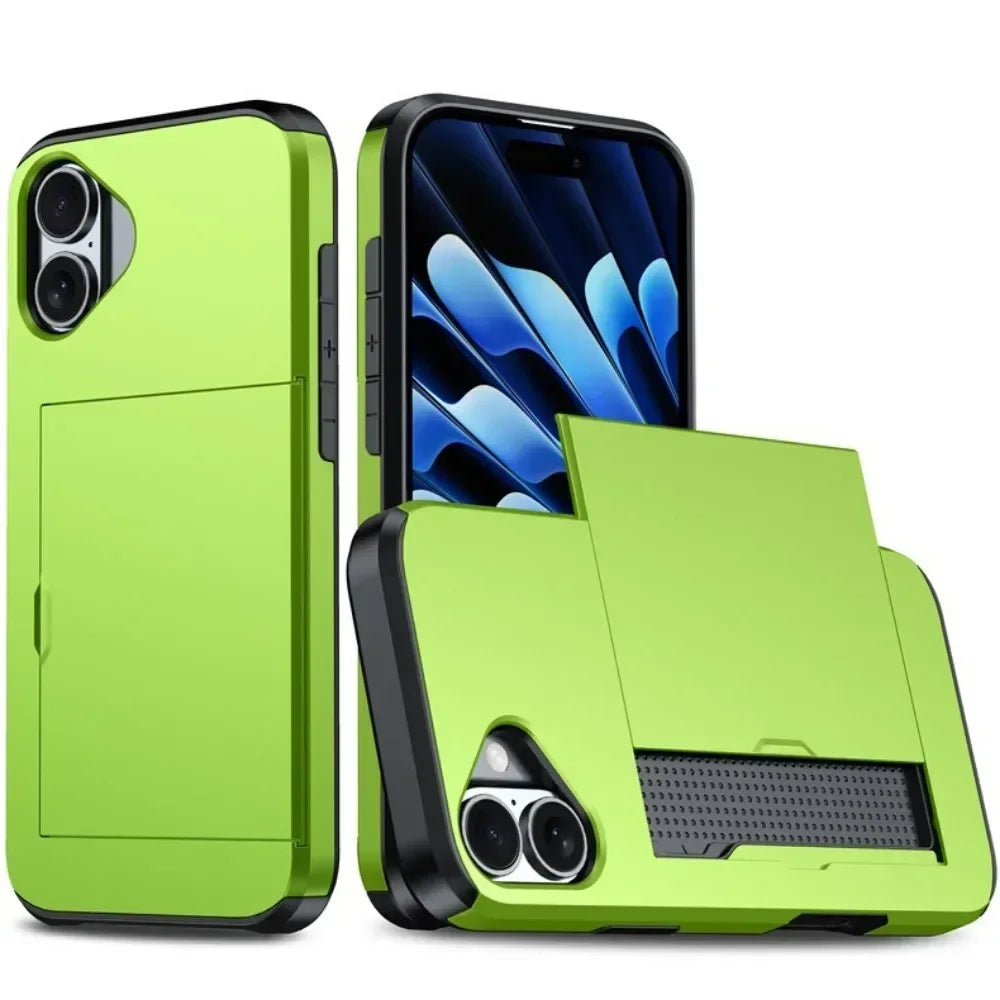 Premium iPhone Case Cover with Wallet Card Holder Slot, Shockproof Resistant Phone Case