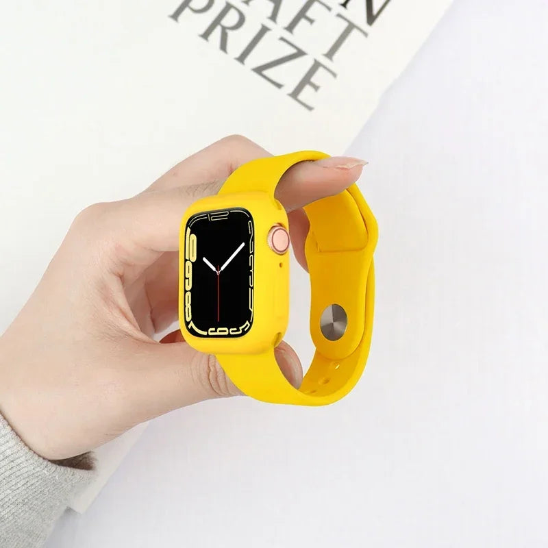 Premium Soft Silicone Case for Apple Watch 9 8 7 6 5, Series 44mm 40mm 41mm.