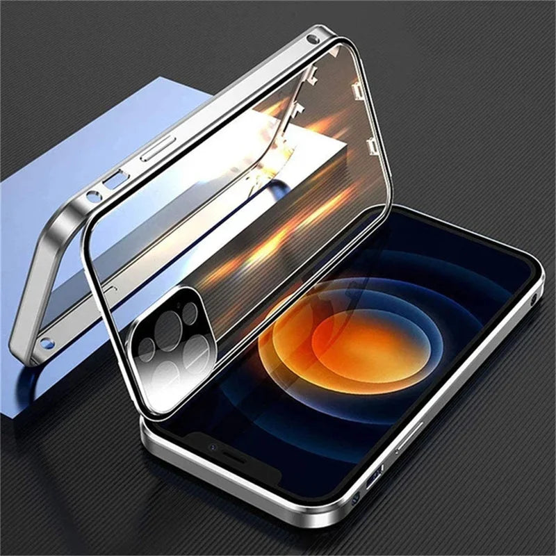 High Quality iPhone Case, 360°Protection, Magnetic Phone Case For iPhone, Double Sided Glass Cover, Camera Lens Protection