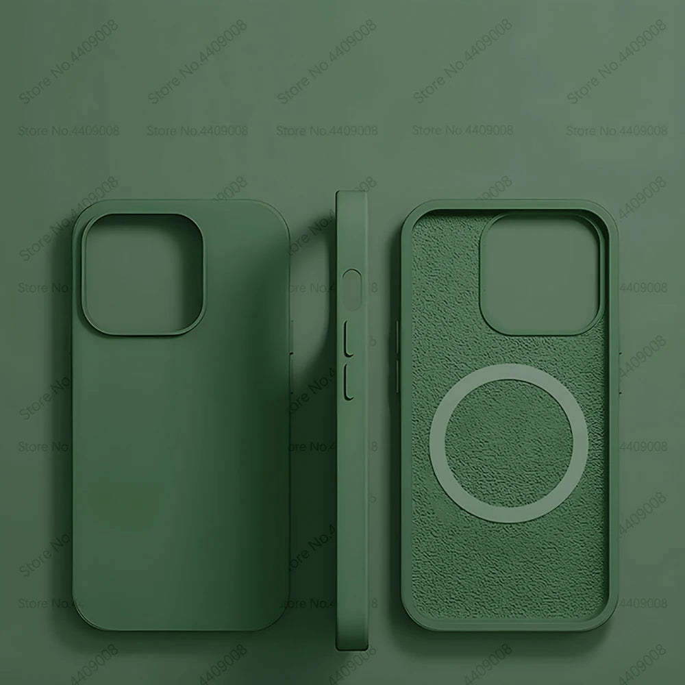 Premium Silicone iPhone Case with Wireless Charging and Magnetic Case for MagSafe, Soft Cover Phone Case, Shockproof Resistant.
