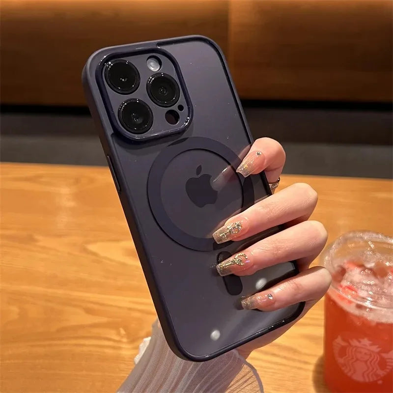 Luxury Silicone Case for iPhone, Wireless And Magnetic Charge Case, Camera Protection, Transparent Design