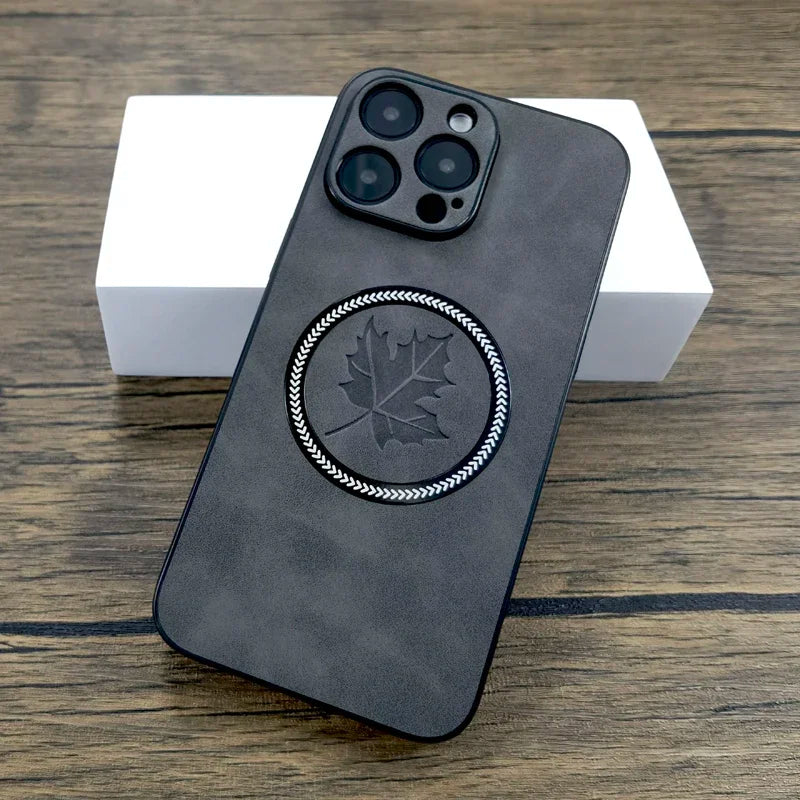 Luxury Leather Case For iPhone, For MagSafe Charging, Full Cover and Camera Lens Protection