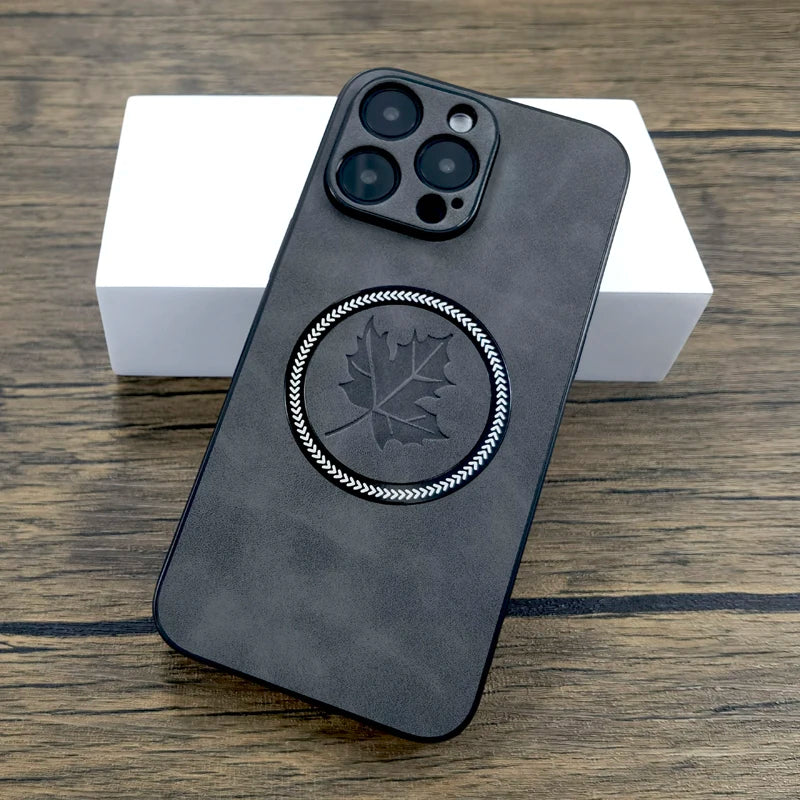 Luxury Leather Case For iPhone, For MagSafe Charging, Full Cover and Camera Lens Protection