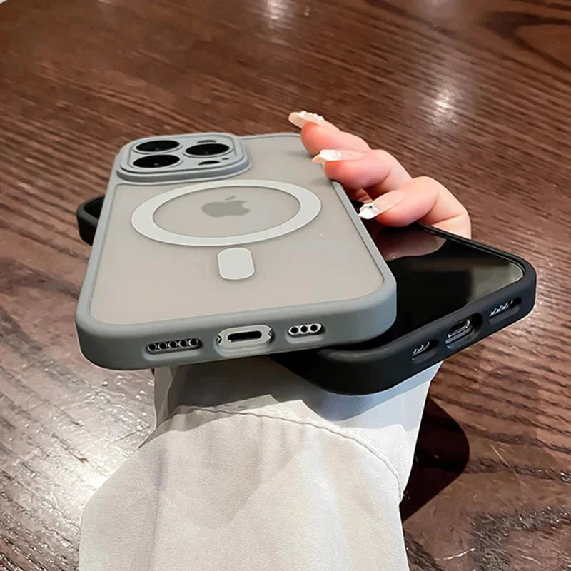 Premium Magnetic Phone Case, Luxury Matte Translucent Case, Shockproof Resistant, MagSafe Wireless Charging