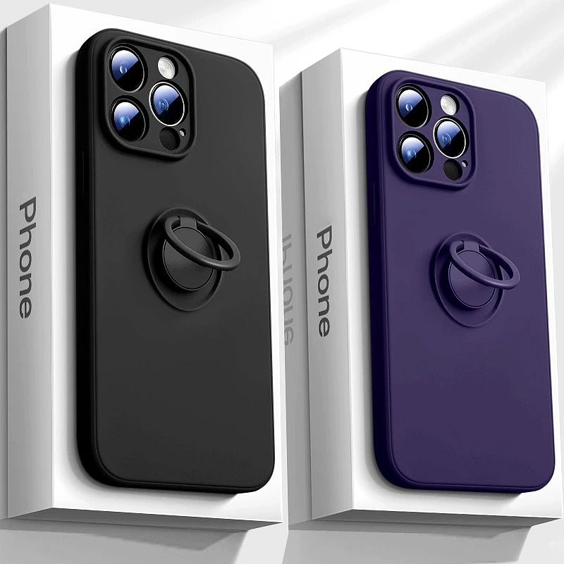 Luxury Silicone Case For iPhone With Ring