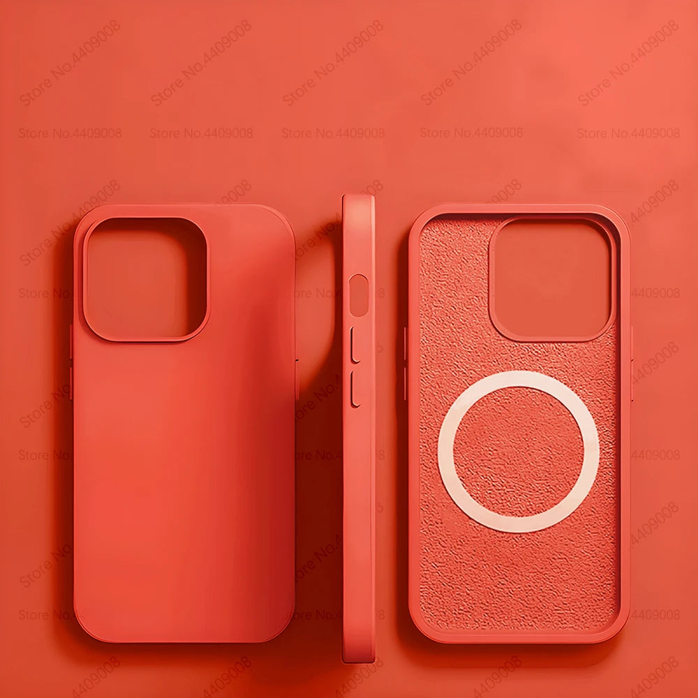 Premium Silicone iPhone Case with Wireless Charging and Magnetic Case for MagSafe, Soft Cover Phone Case, Shockproof Resistant.