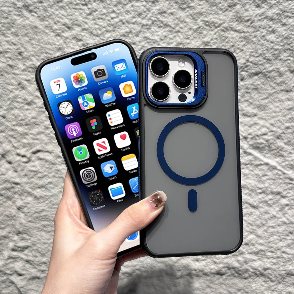 Luxury Matte Case for iPhone, Shockproof Case with Camera Lens Protection, Magnetic and Magsafe Case