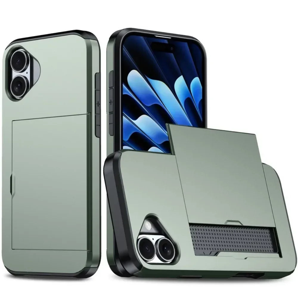 Premium iPhone Case Cover with Wallet Card Holder Slot, Shockproof Resistant Phone Case