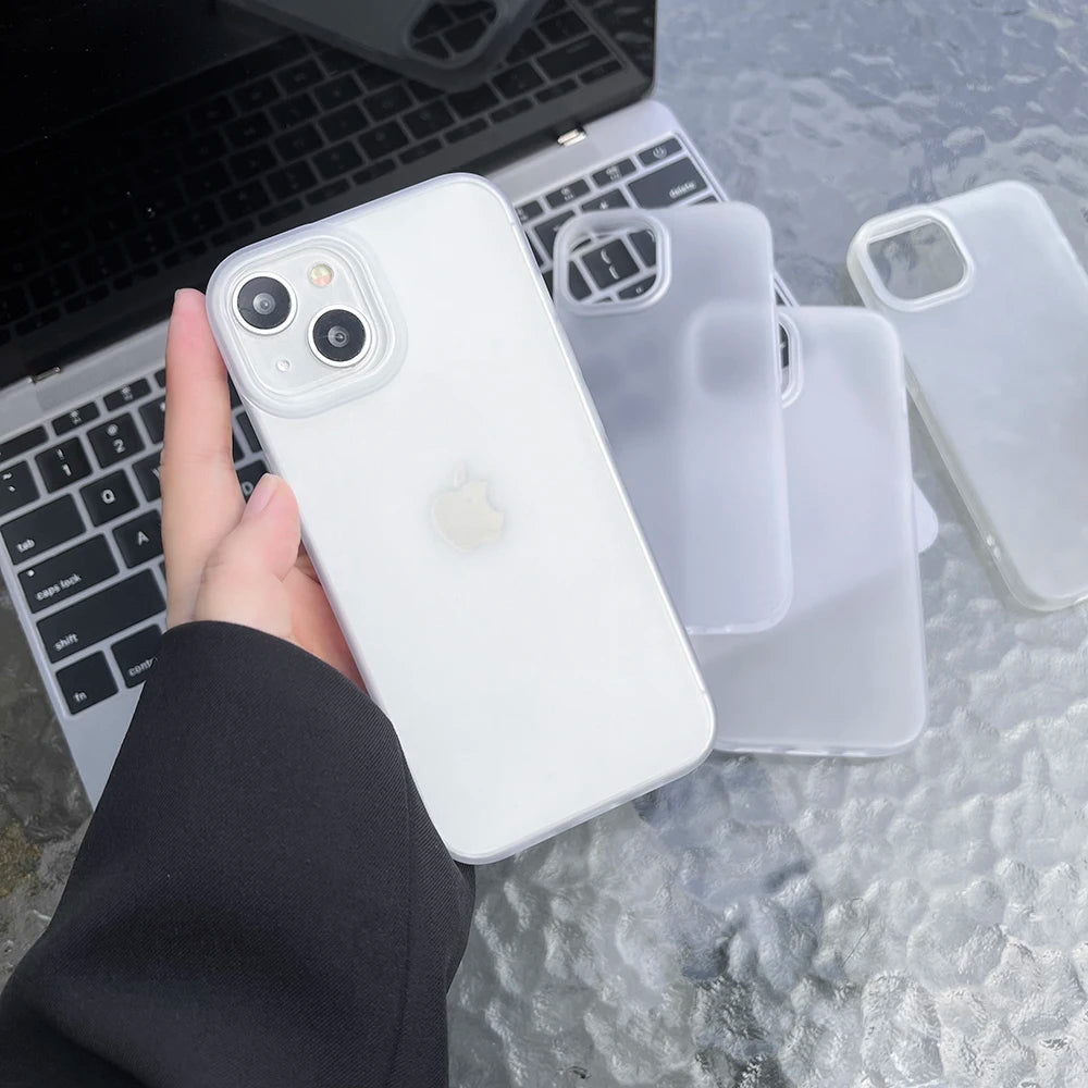 High Quality Soft TPU Matte Phone Case for iPhone, Transparent Material, Shock-proof Resistant Phone Case