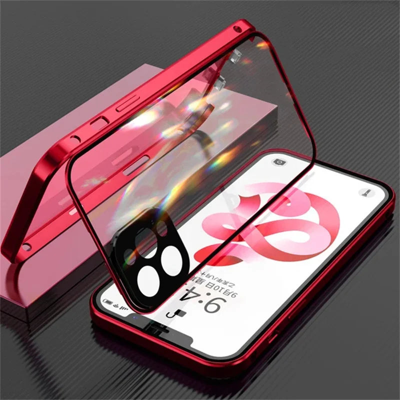 High Quality iPhone Case, 360°Protection, Magnetic Phone Case For iPhone, Double Sided Glass Cover, Camera Lens Protection