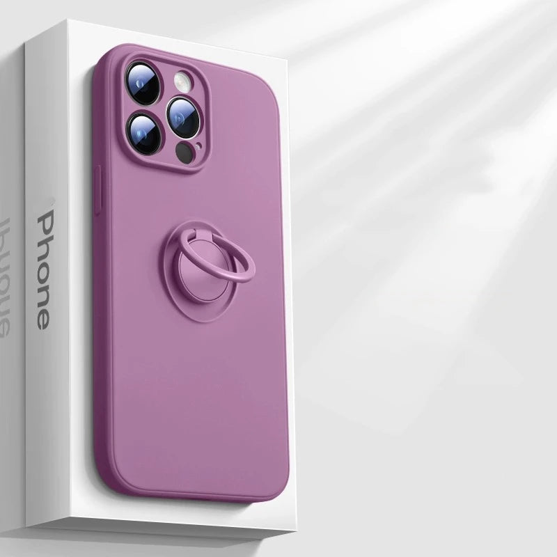 Luxury Silicone Case For iPhone With Ring