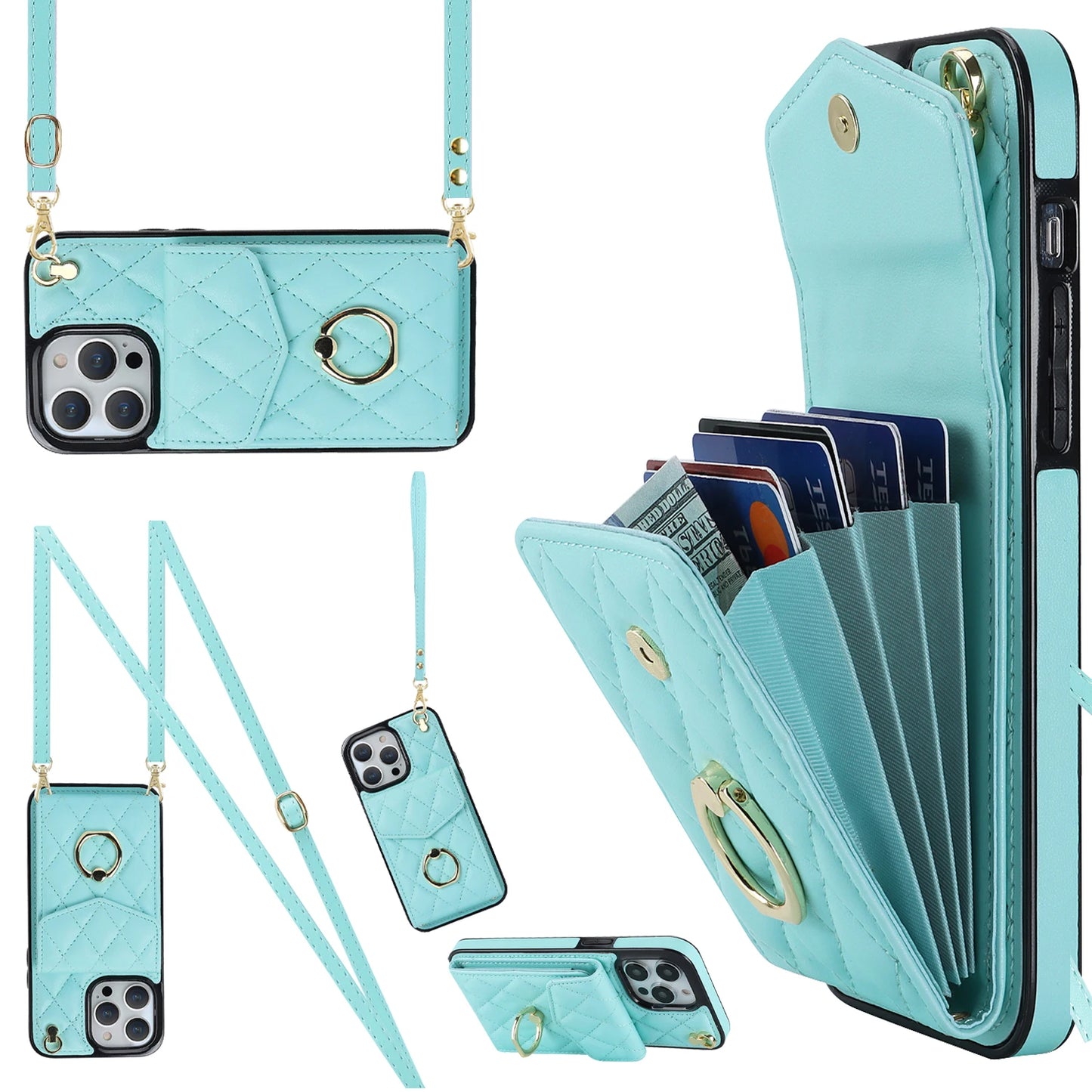 High Quality Crossbody Leather Case for iPhone with Wallet, Premium Leather, All Around Protection Phone Case.