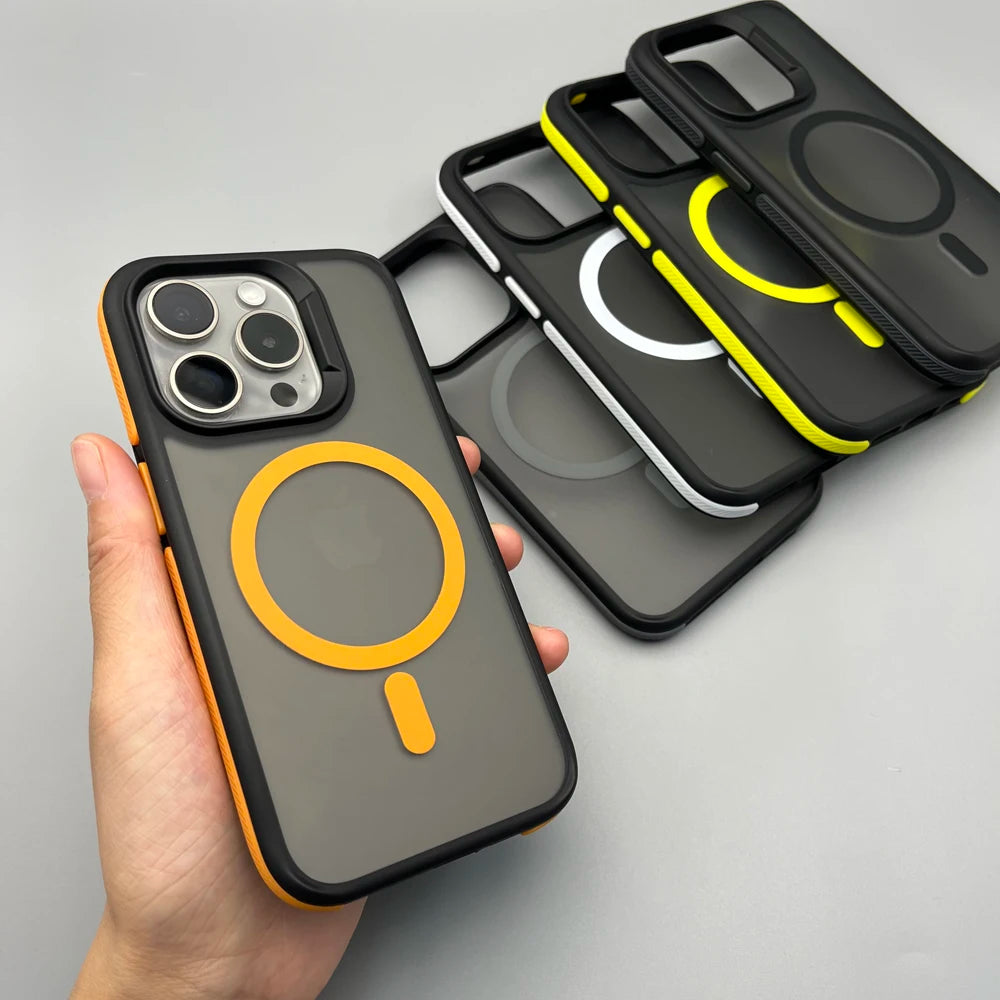 Luxury Magnetic and Magsafe Phone Case for iPhone, Translucent Material, Shockproof Case, Wireless and Magnetic Charging