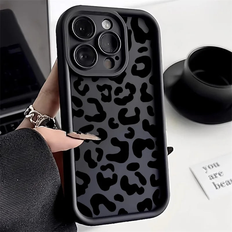 High Quality Leopard Print Phone Case For iPhone, Matte Silicone, Soft Cover, Anti-Scratch and Anti-fingerprint case.