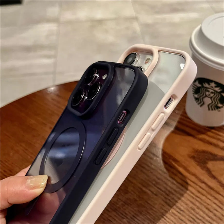 Luxury Magnetic and Wireless Charging Phone Case, Magsafe Case for iPhone, Shockproof and Soft Transparent Bumper Cover