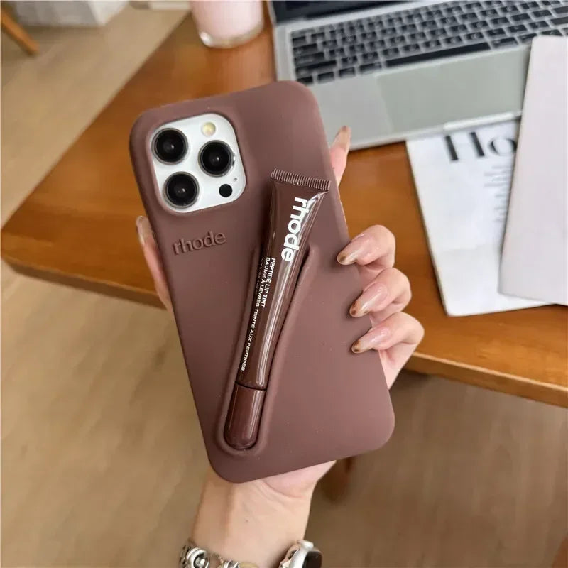 High Quality Silicone Case With Lipstick Portable Holder, Unique Design and Shock-proof Resistant Material