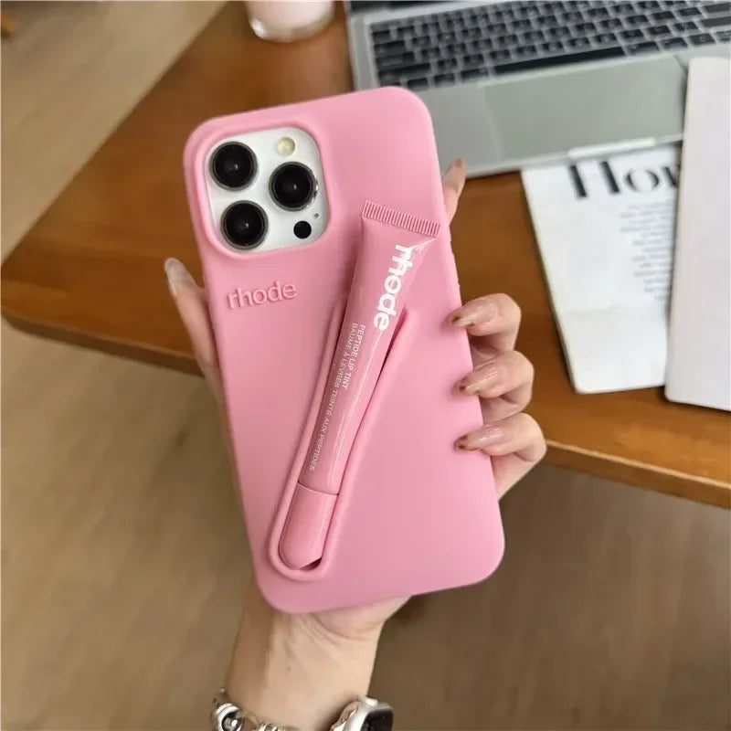High Quality Silicone Case With Lipstick Portable Holder, Unique Design and Shock-proof Resistant Material