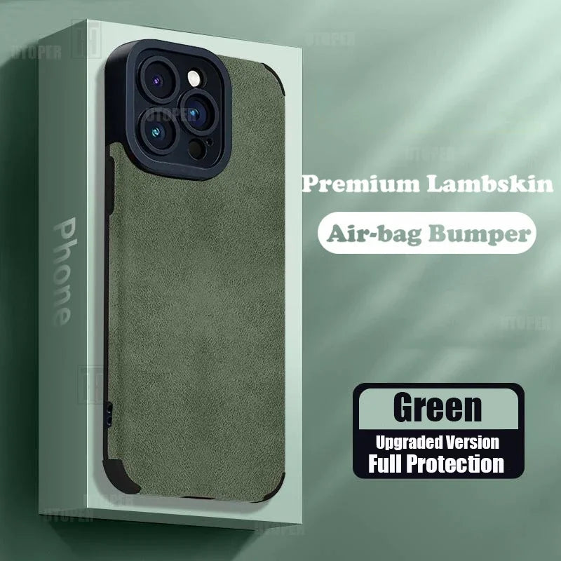 Premium Lambskin Leather iPhone Case, Shockproof Resistant Phone Case For iPhone, All Around Protection Phone Case