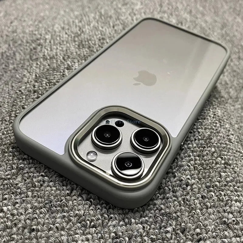 High Quality Transparent Silicone Phone Case for iPhone, Metal Frame Case, Shockproof Bumper Cover