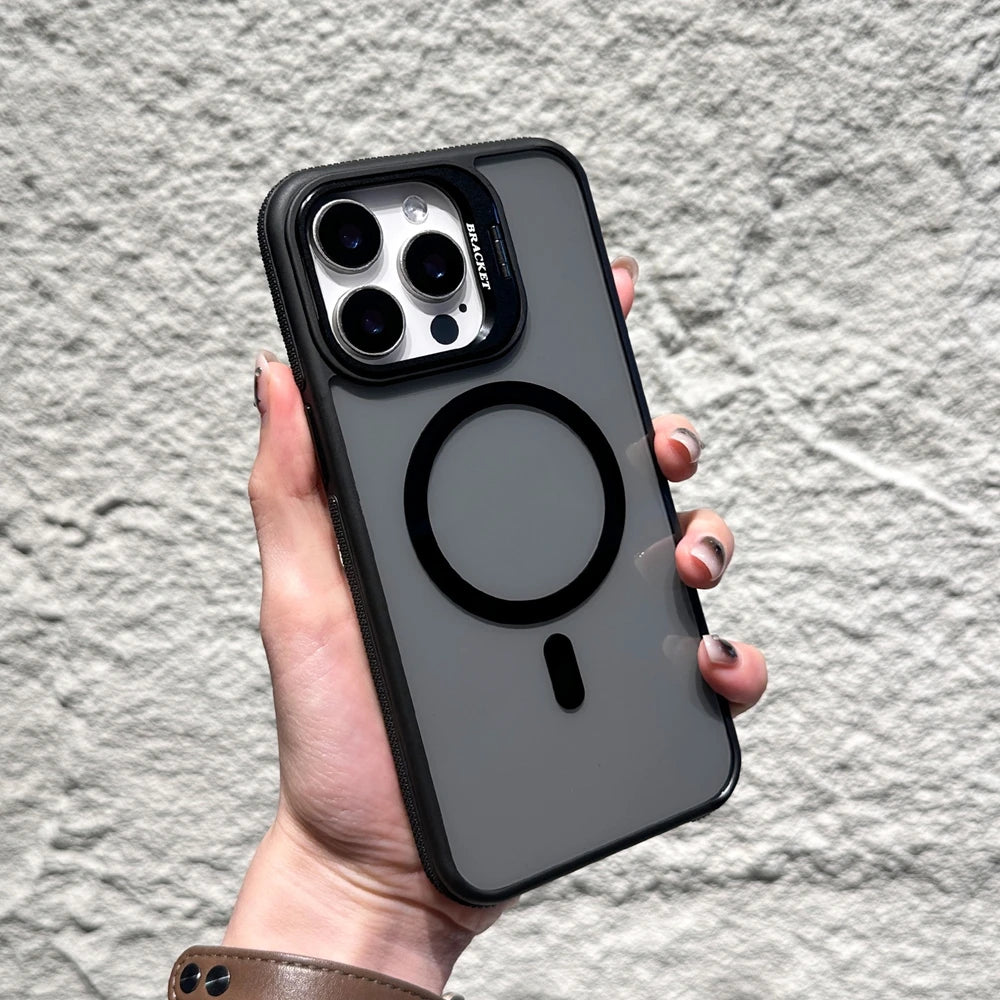 Luxury Matte Case for iPhone, Shockproof Case with Camera Lens Protection, Magnetic and Magsafe Case