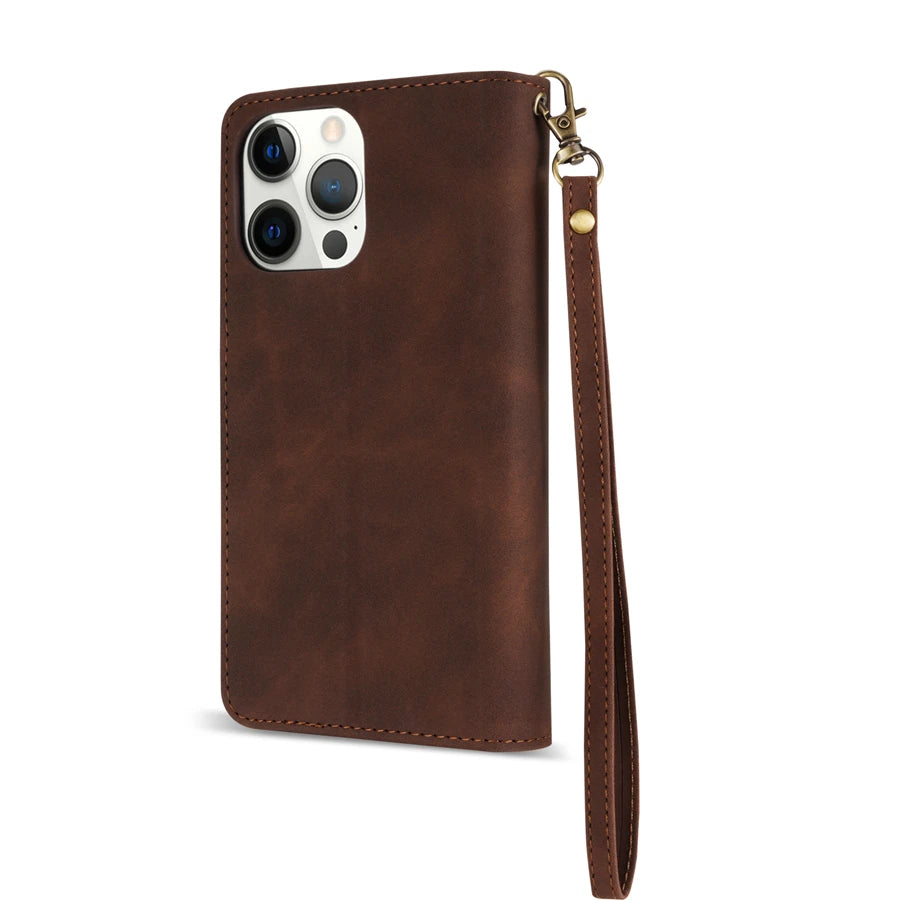 Premium Leather Case for iPhone, Wallet Multi-card Stand, Magnetic Flip Leather Case, 360 Protection