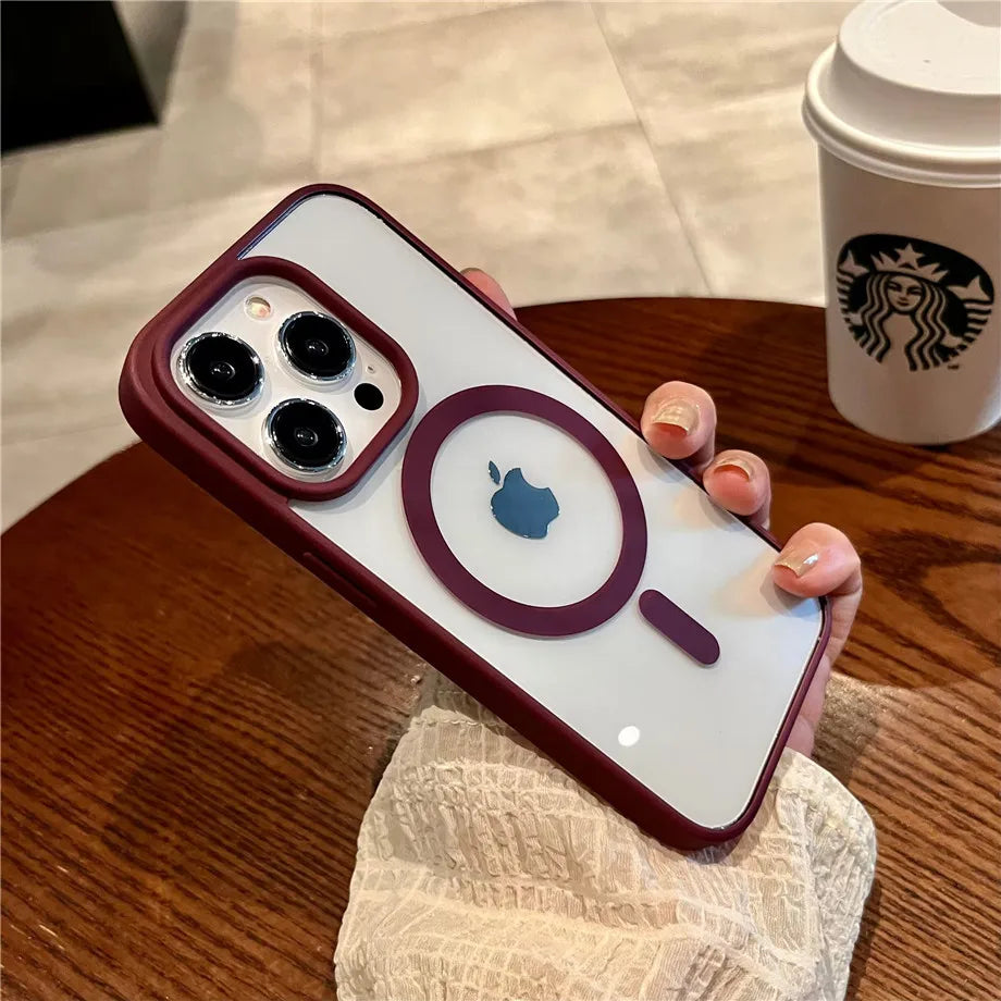 Luxury Magnetic and Wireless Charging Phone Case, Magsafe Case for iPhone, Shockproof and Soft Transparent Bumper Cover