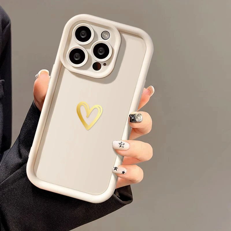 Luxury Love Heart Case For iPhone, High Quality Phone Case, Soft Silicone Phone Bumper with Heart Design, Shockproof Resistant.