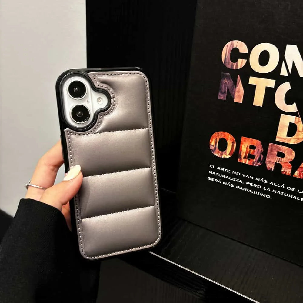 High Quality Puffer Phone Case for iPhone, Solid Color, Shockproof Protection, Soft Cover