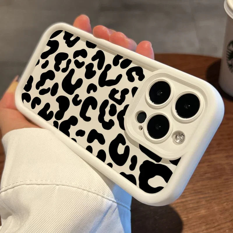 Black Leopard Print Silicone Case For iPhone