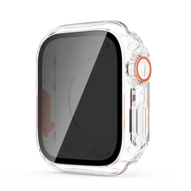 Premium Privacy Glass + Case for Apple Watch, 45mm 41mm 44mm 40mm, All Around Screen Protector, Waterproof Case for iWatch 8 7 6 5 4 SE 9.