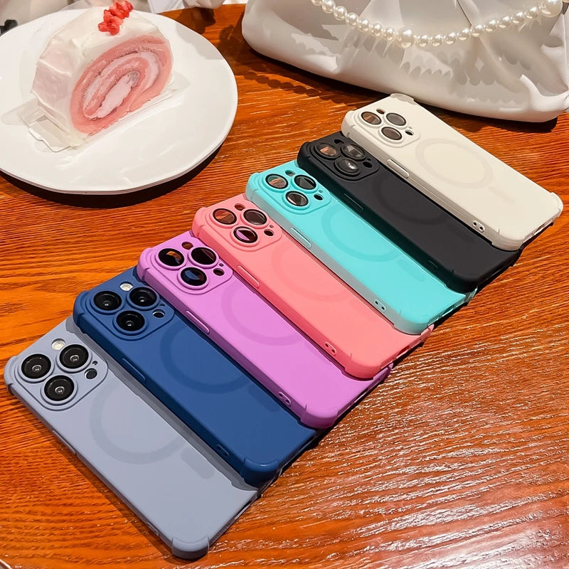 Luxury iPhone Case with Magsafe and Wireless Charging, Soft Camera Lens Protection, Shockproof and Anti-fingerprint Cover