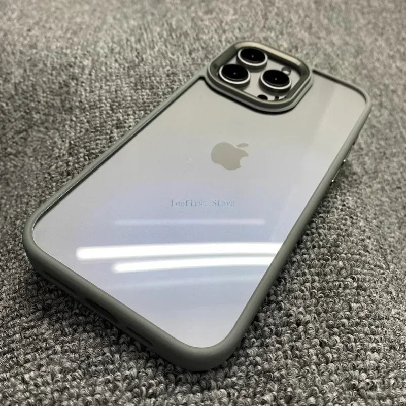 High Quality Transparent Silicone Phone Case for iPhone, Metal Frame Case, Shockproof Bumper Cover