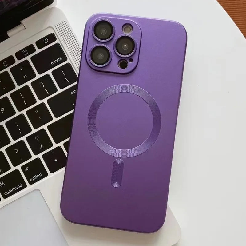 Luxury Matte Case For iPhone 15 14 13 12 11 Pro Max Plus, Magnetic phone case, with Shockproof Bumper Cover