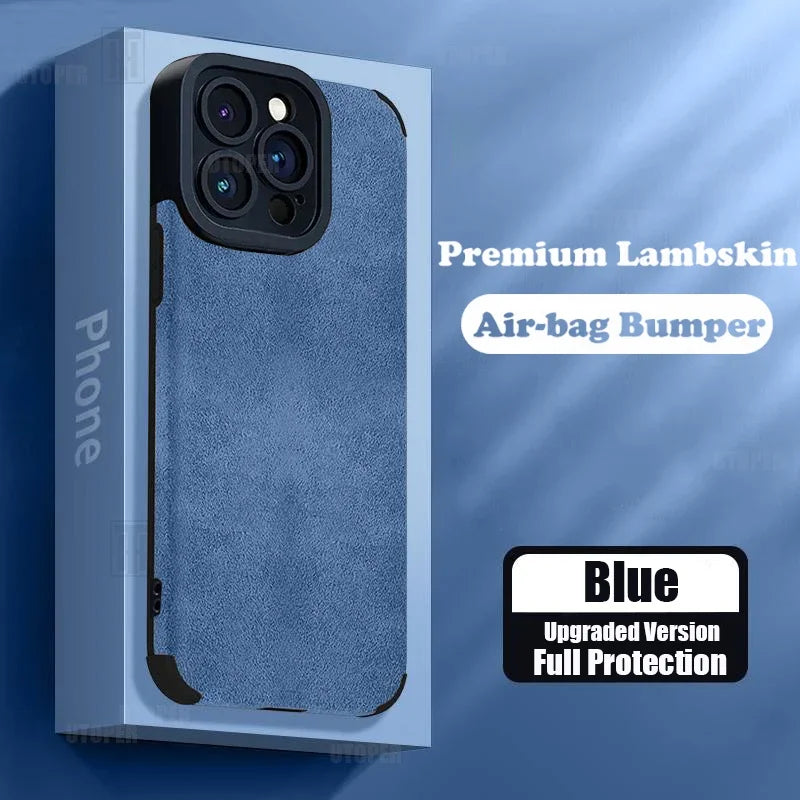 Premium Lambskin Leather iPhone Case, Shockproof Resistant Phone Case For iPhone, All Around Protection Phone Case
