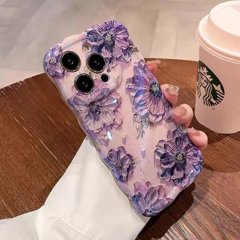 Luxury Pink Flowers Phone Case For iPhone, Camera Lens Protection, Shockproof Bumper Resistant, Soft Cover