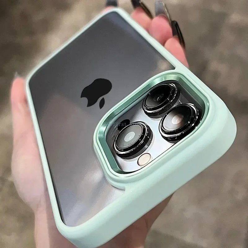 High Quality Transparent Silicone Phone Case for iPhone, Metal Frame Case, Shockproof Bumper Cover