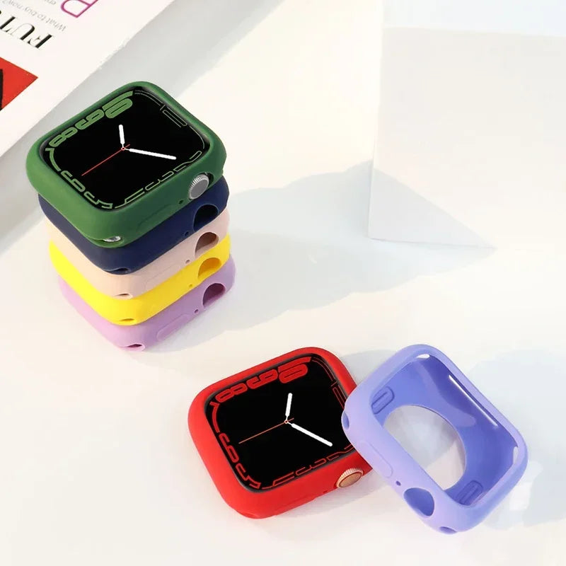 Premium Soft Silicone Case for Apple Watch 9 8 7 6 5, Series 44mm 40mm 41mm.