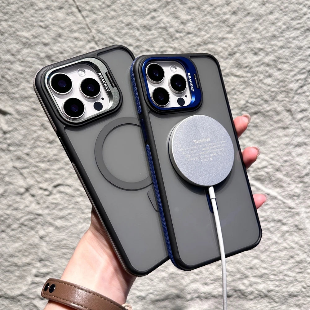 Luxury Matte Case for iPhone, Shockproof Case with Camera Lens Protection, Magnetic and Magsafe Case