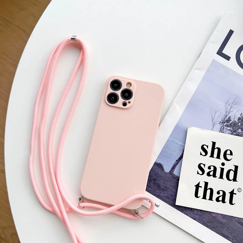 Premium Crossbody Silicone Case For iPhone, All Around Protection iPhone Case with Camera Lens Protection