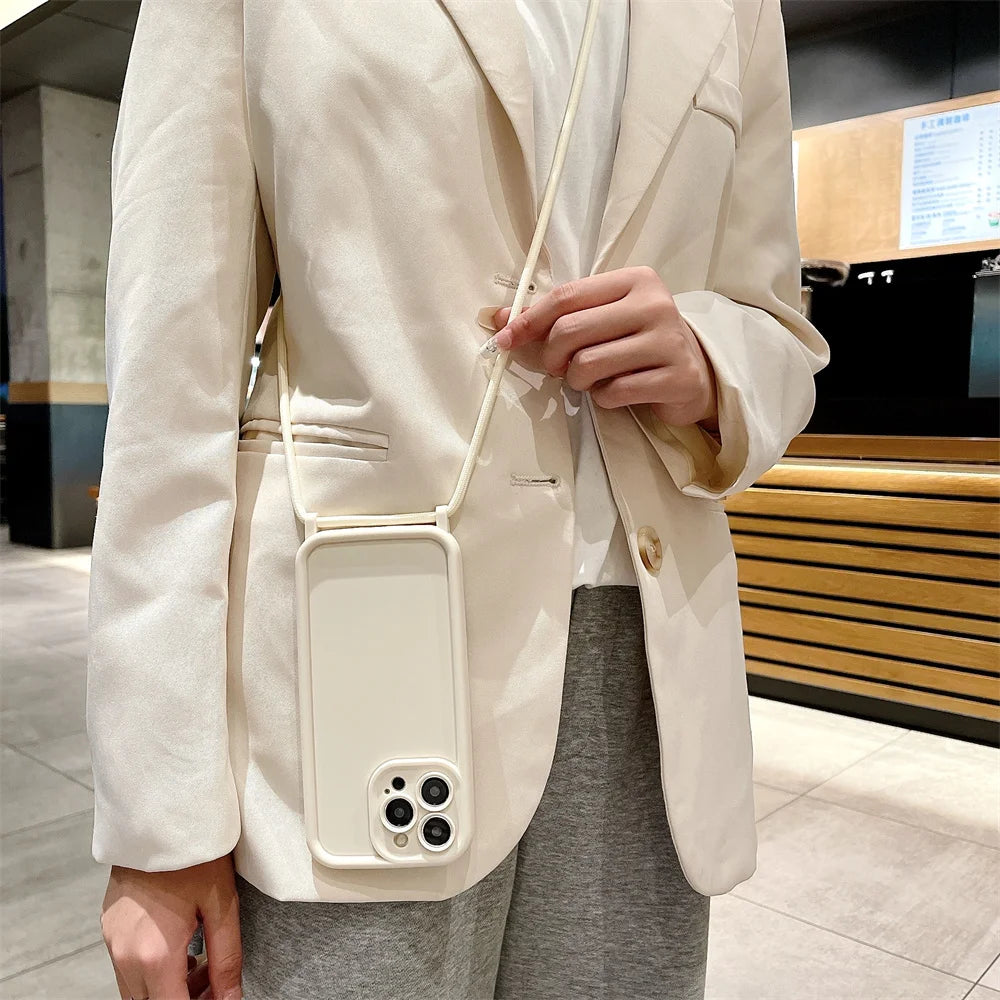 High Quality iPhone Case with Crossbody Adjustable Strap, Premium Silicone Case