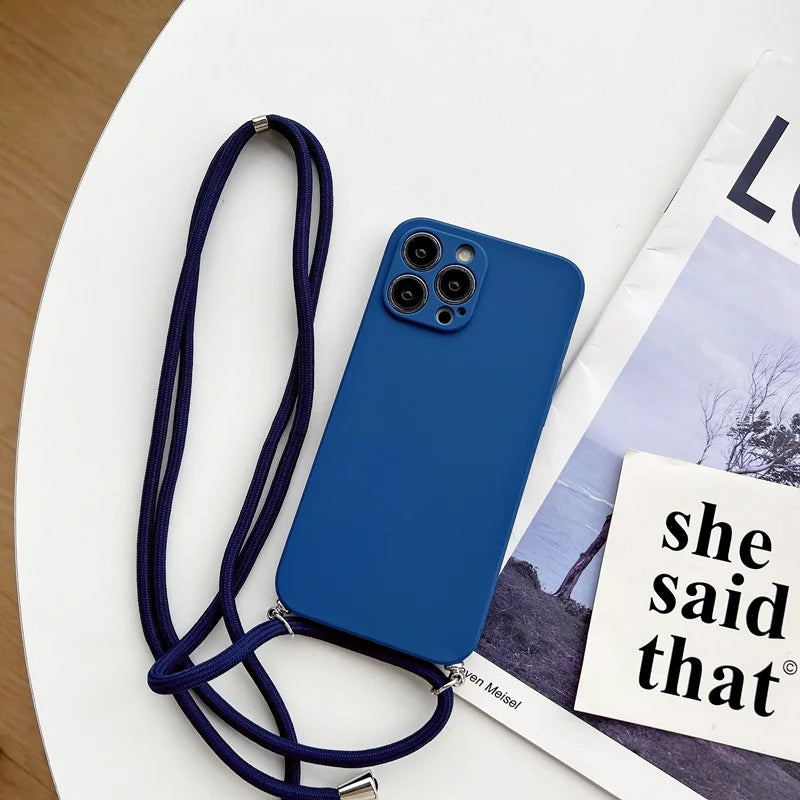 Premium Crossbody Silicone Case For iPhone, All Around Protection iPhone Case with Camera Lens Protection